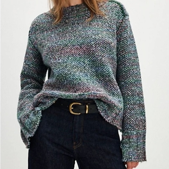 Free People cotton candy Multicolor Speckled Crewneck Sweater XL - Picture 2 of 8